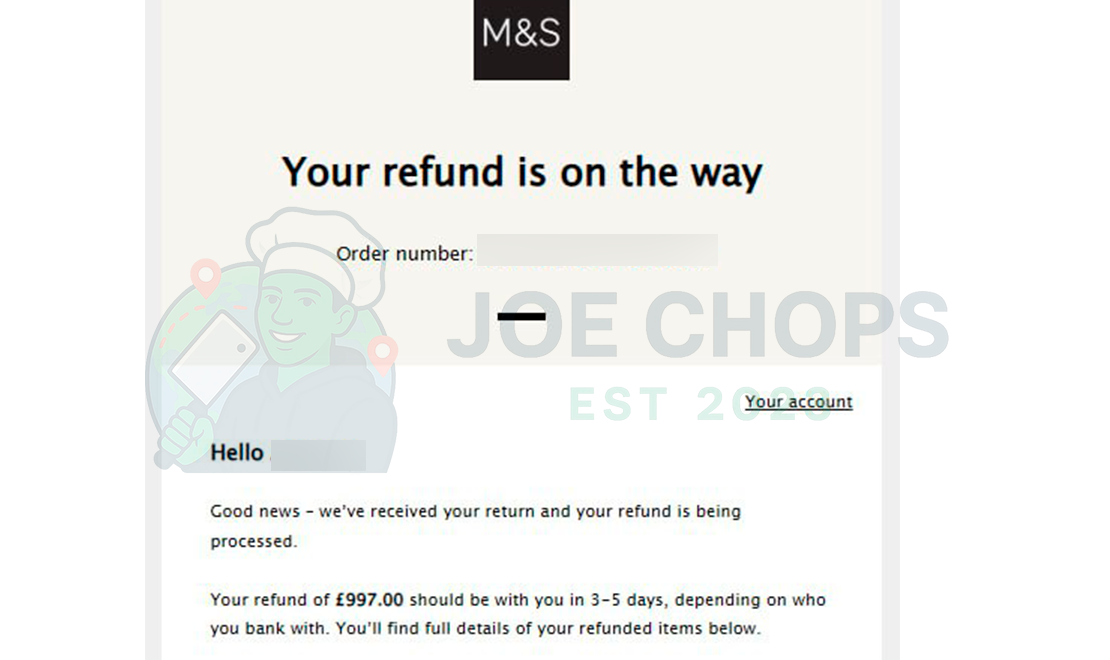 Marks & Spencer Order Success